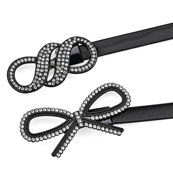 Shop Lc Tamsy Set Of 2 Bow And Infinity Shape Charm Belt - Black