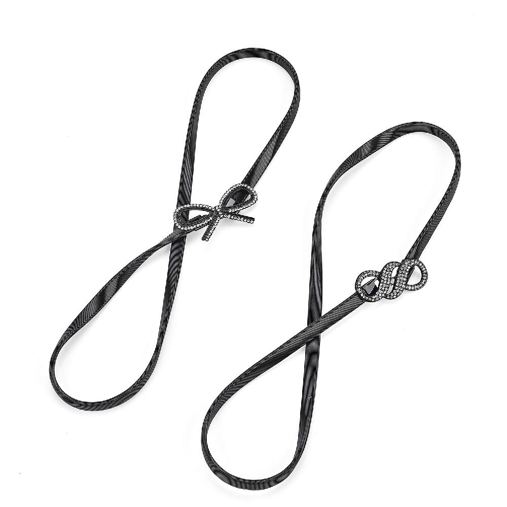 shop lc Tamsy Set of 2 Bow and Infinity Shape Charm Belt - Black