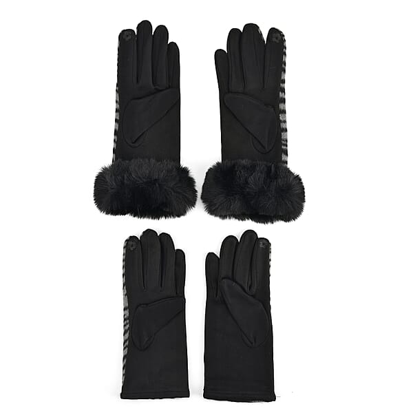Shop Lc Tamsy Set Of 2 Pairs Grey Zebra Printed Gloves With Touch Screen Function
