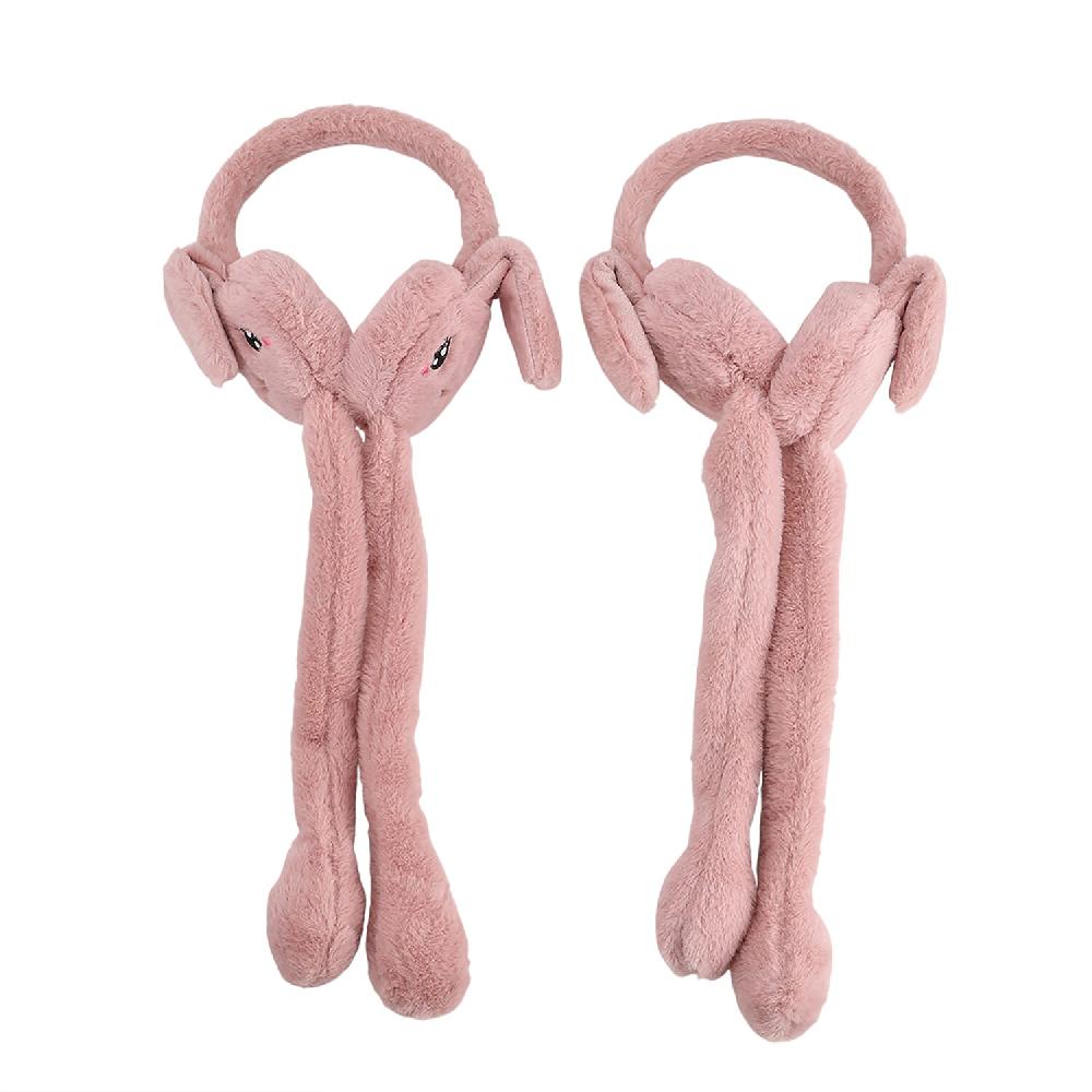shop lc Tamsy Set of 2 Plain Pink and Animal Face Earmuff with Moving Jumping Rabbit Ears