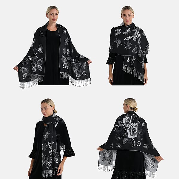 Shop Lc Tamsy Set Of 3 Red Navy And Black Printed Polyester Scarf