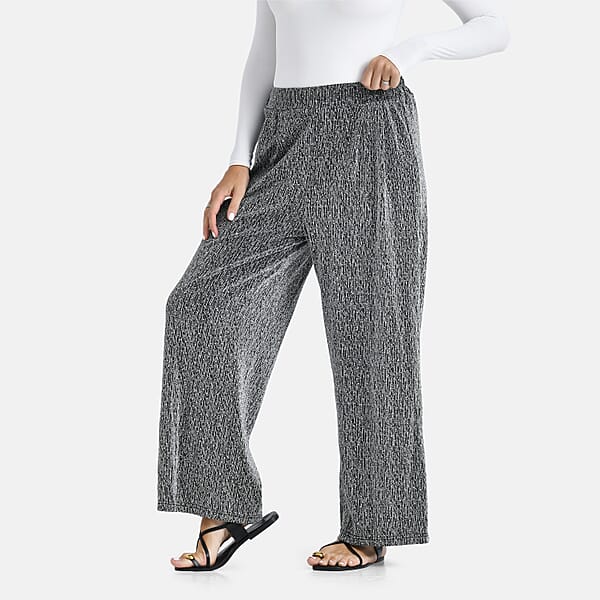 Shop Lc Tamsy Silver Lurex Sparkly Sequins Print Pant- One Size Fits Most