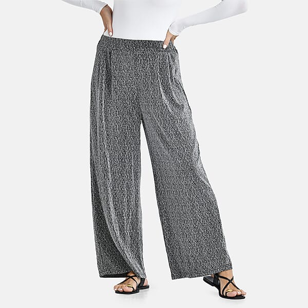 Shop Lc Tamsy Silver Lurex Sparkly Sequins Print Pant- One Size Fits Most