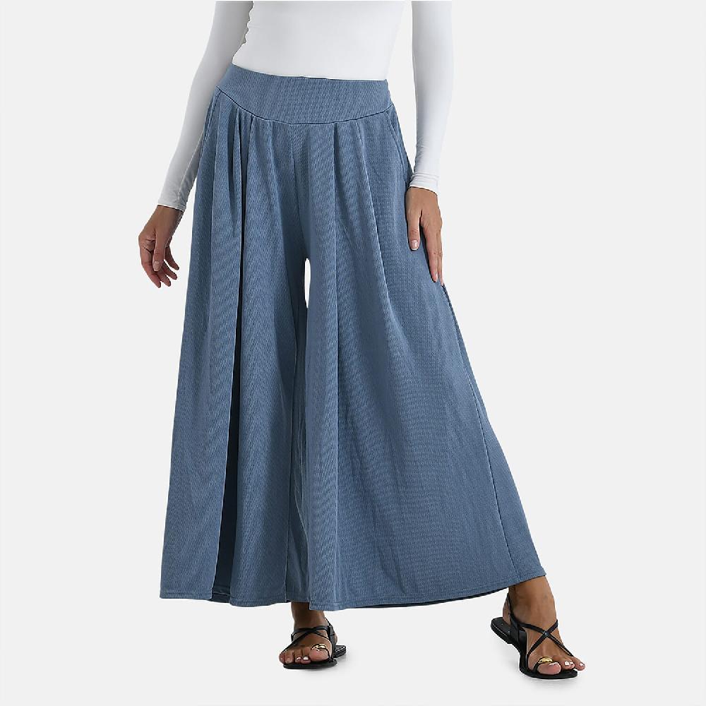 shop lc TAMSY Slate Blue Wide Leg Pleated Front Knit Trouser