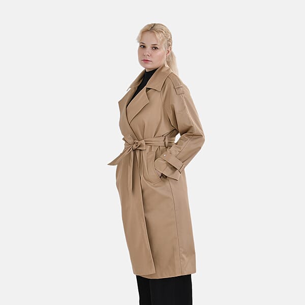 Shop Lc Tamsy Tan Water Resistant Trench Coat With Waist Belt And Pockets – S
