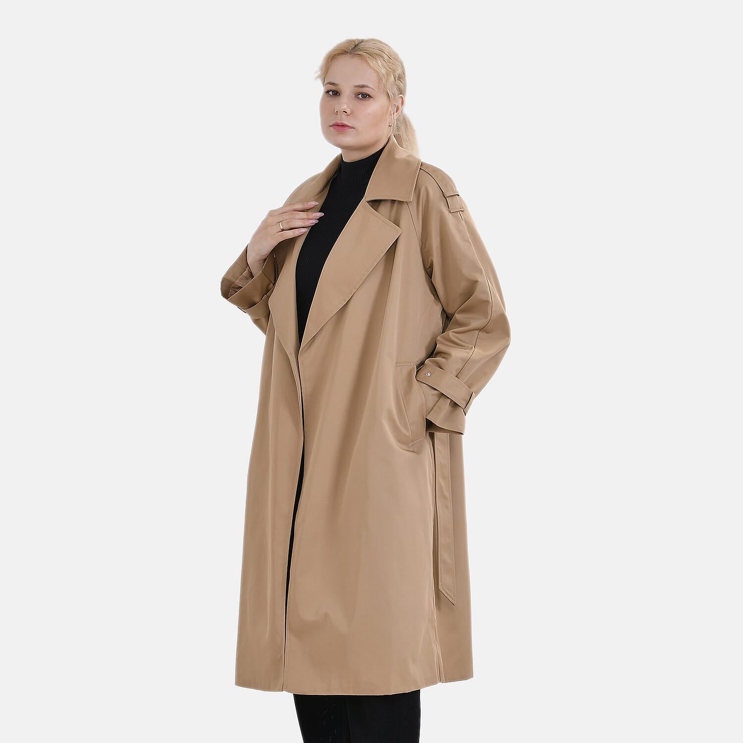 shop lc Tamsy Tan Water Resistant Trench Coat with Waist Belt and Pockets – S