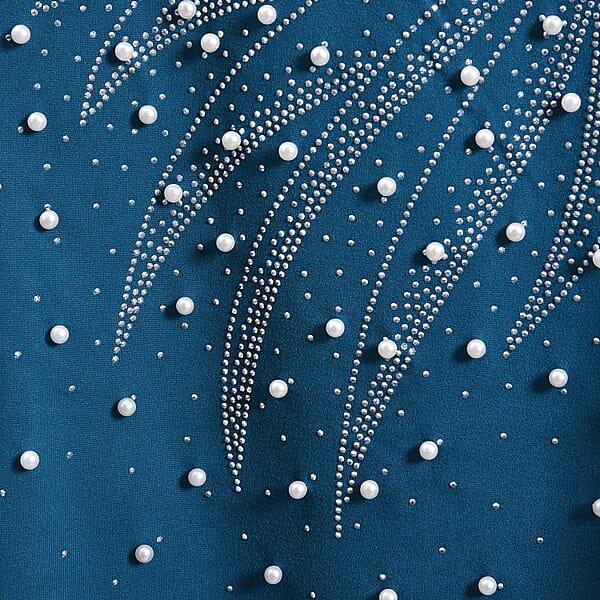 Shop Lc Tamsy Turquoise Blue Wave Bat Wing Polyester Short Sleeve Shirt - One Size Fits Up To XLarge