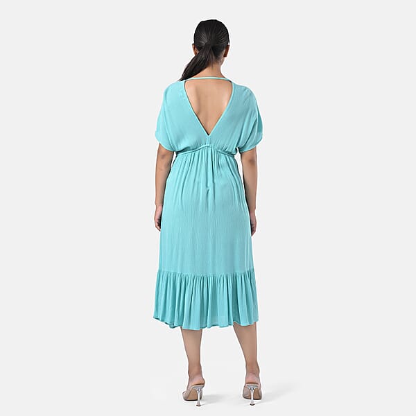 Shop Lc Tamsy Turquoise Summer Beach Midi Dress With Sequin Embroidery - One Size Fits Most