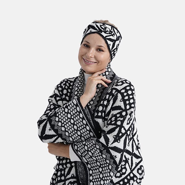 Shop Lc TAMSY White Abstract Double Knit Jacquard Knot Headband - One Size Fits Most