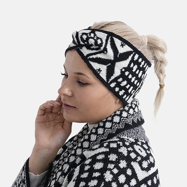 Shop Lc TAMSY White Abstract Double Knit Jacquard Knot Headband - One Size Fits Most