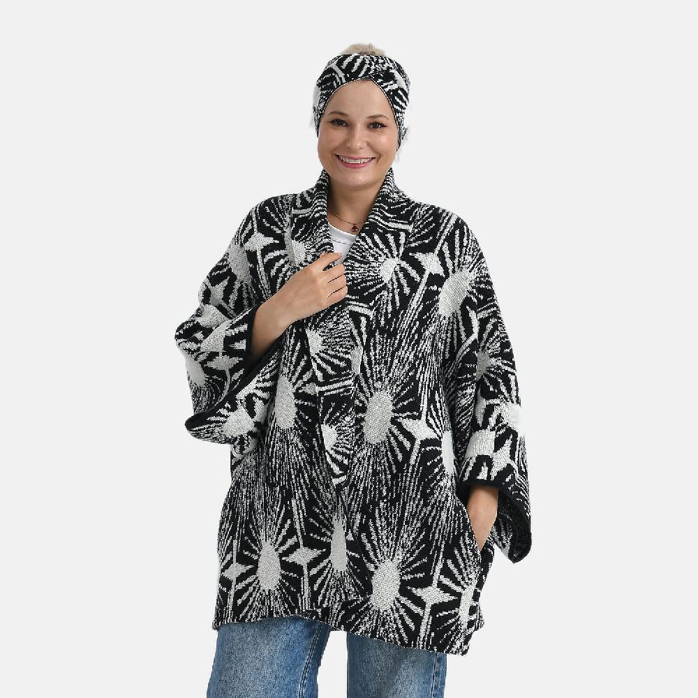 shop lc TAMSY White Abstract Double Knit Jacquard Knot Headband - One Size Fits Most