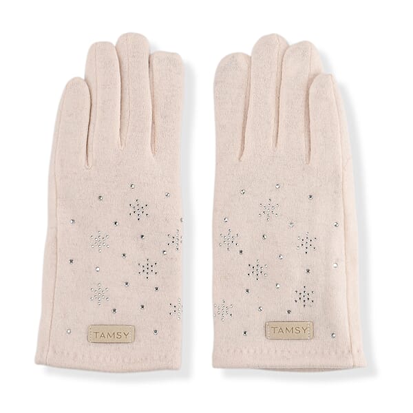 Shop Lc Tamsy White Cashmere Wool Gloves With 2 Fingers Screen Touch