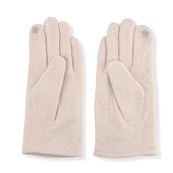 Shop Lc Tamsy White Cashmere Wool Gloves With 2 Fingers Screen Touch