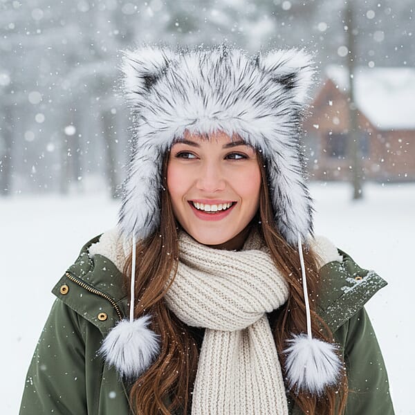 Shop Lc Tamsy White Hat With Bicolor Long Fur And Ears Decoration