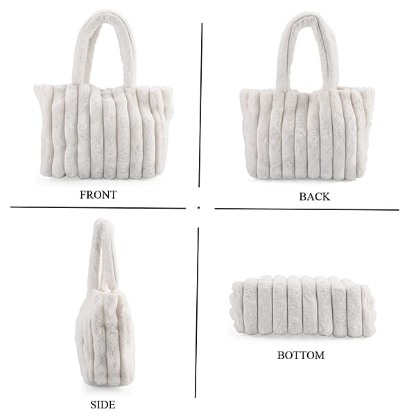 Shop Lc Tamsy White Polyester Faux Fur Shoulder Bag