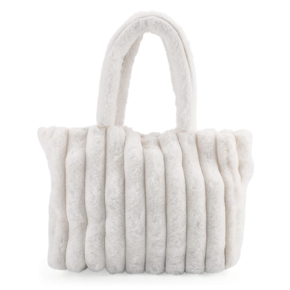 shop lc Tamsy White Polyester Faux Fur Shoulder Bag