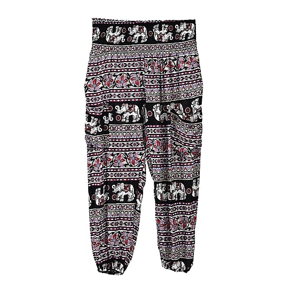 Shop Lc Tamsy Wine Elephant Harem Pant With 2 Pockets - One Size Fits Most