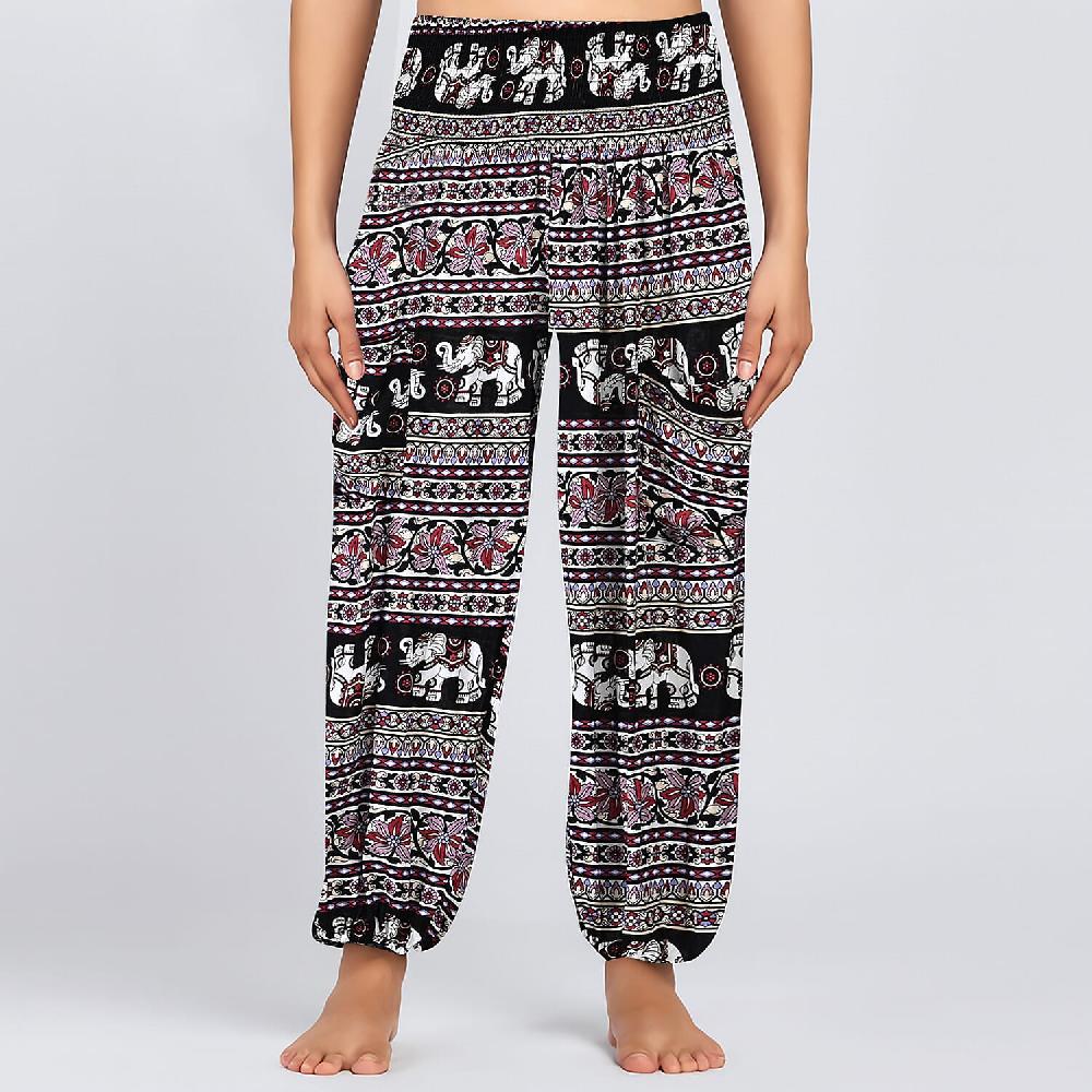 shop lc Tamsy Wine Elephant Harem Pant with 2 Pockets - One Size Fits Most