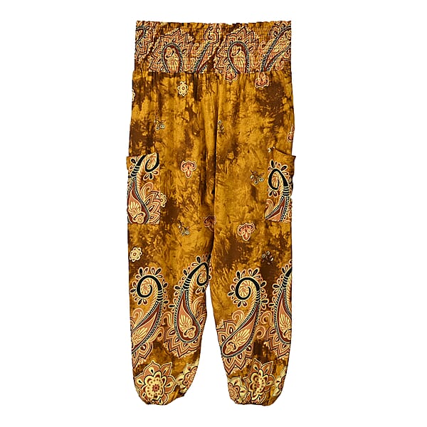Shop Lc Tamsy Yellow Paisley Harem Pant With 2 Pockets - One Size Fits Most