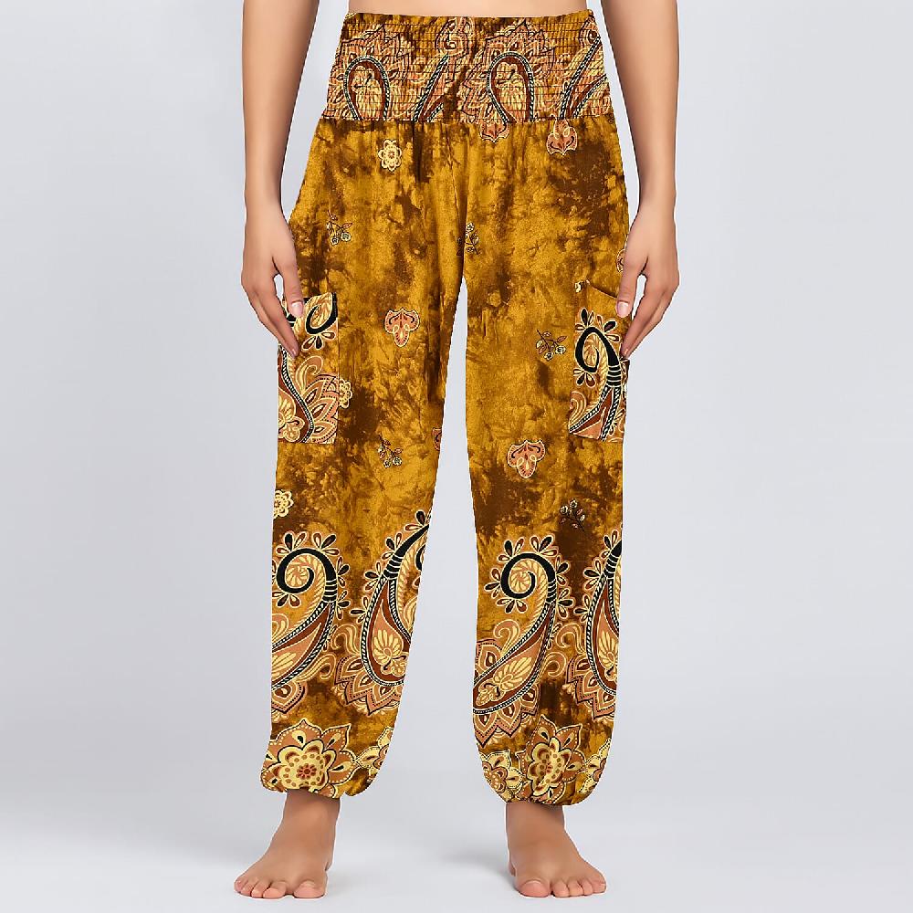 shop lc Tamsy Yellow Paisley Harem Pant with 2 Pockets - One Size Fits Most