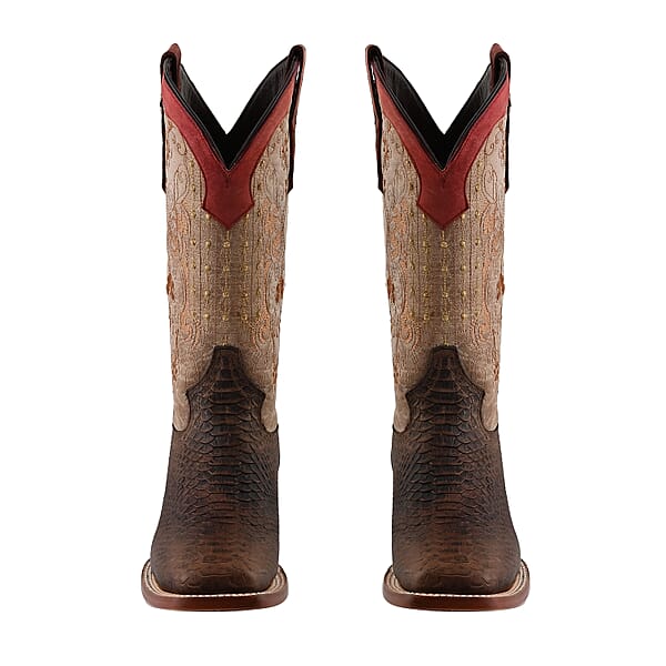 Shop Lc Tanner Mark Multicolor Floral Stitch Python Print Toe Boot - Size 6 Leather Boots Biker Boots Square Toe Cowboy Boots Heel Boots