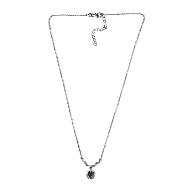 Shop Lc Tanzanian Lavender Spinel And White Zircon 1.15 Ctw Sunburst Necklace 18-20 Inches In Platinum Over Sterling Silver