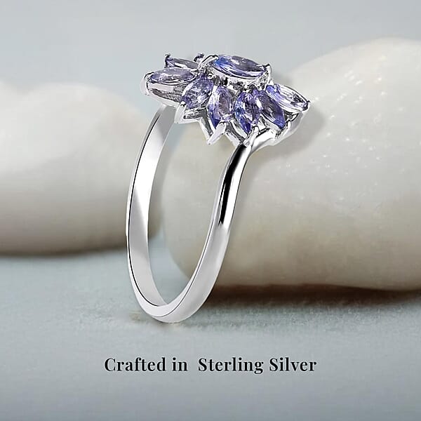 Shop Lc Tanzanite 2.10 Ctw Flower Jewelry Set In Platinum Plated Sterling Silver Tanzanite Flower Ring Tanzanite Flower Pendant Without Chain Engagement Gifts For Women