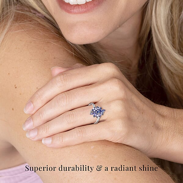 Shop Lc Tanzanite 2.10 Ctw Flower Jewelry Set In Platinum Plated Sterling Silver Tanzanite Flower Ring Tanzanite Flower Pendant Without Chain Engagement Gifts For Women