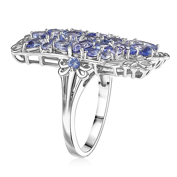 Shop Lc Tanzanite 4.85 Ctw Art Deco Ring In Rhodium Over Sterling Silver