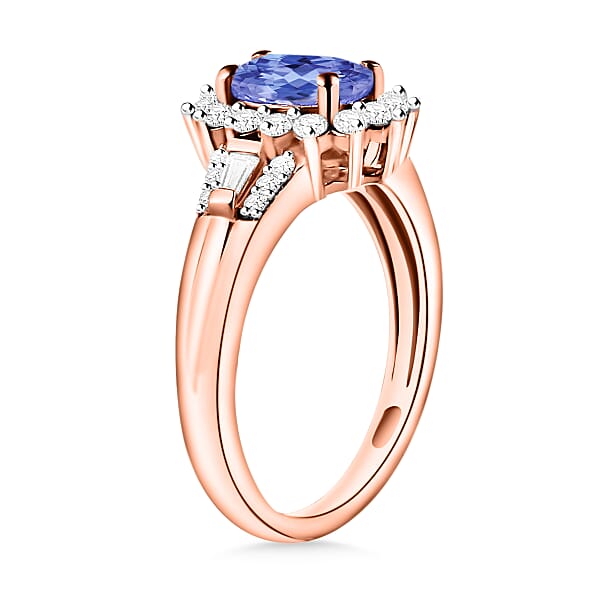 Shop Lc Tanzanite And Moissanite 1.25 Ctw Sunburst Ring In 18K Vermeil Rose Gold Over Sterling Silver (Del. In 10-12 Days)