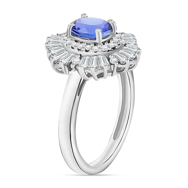 Shop Lc Tanzanite And White Zircon 2.85 Ctw Ring In Rhodium Over Sterling Silver (Size 8.0)