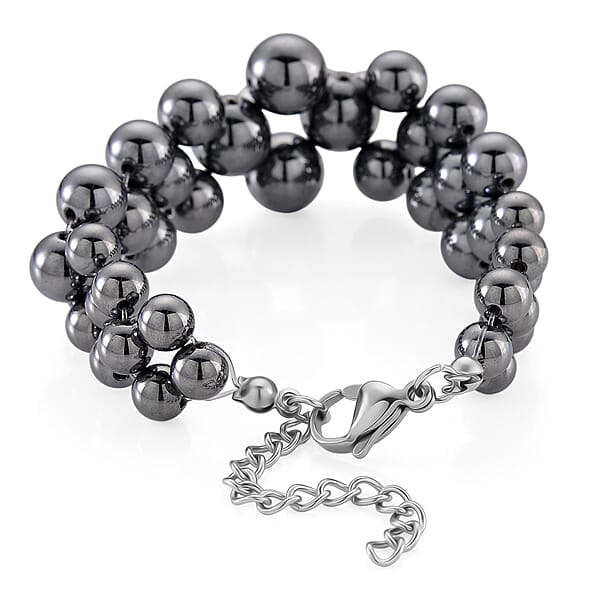 Shop Lc Terahertz 100.00 Ctw Beaded Bubble Bracelet In Stainless Steel (7.5-9.5In)