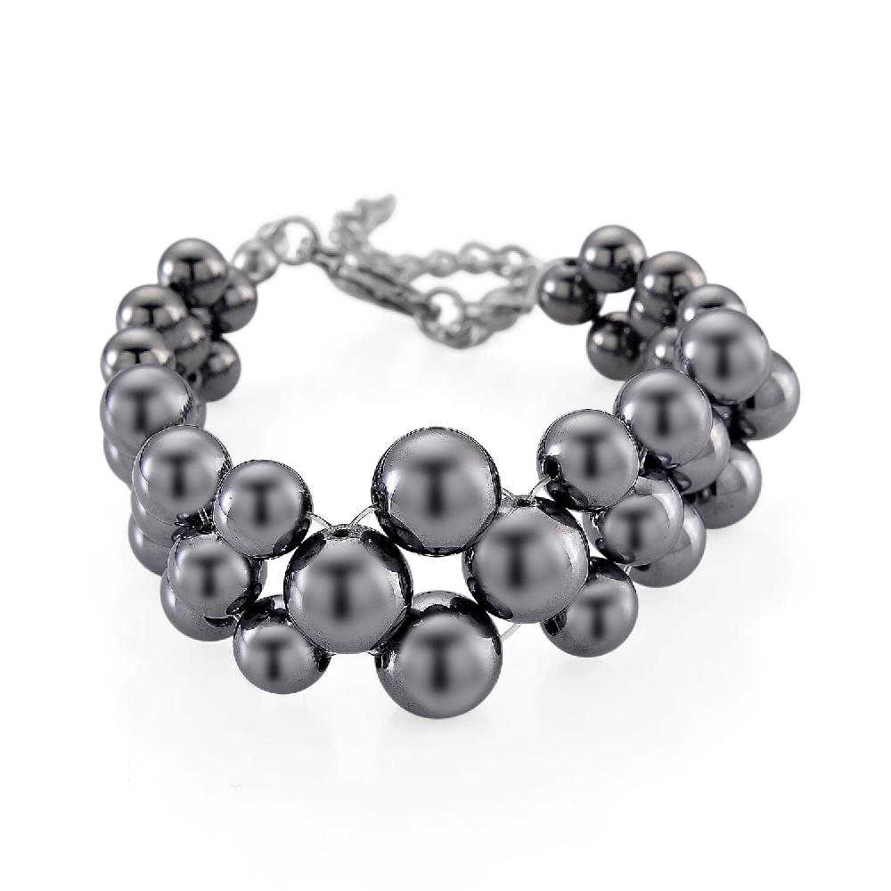 shop lc Terahertz 100.00 ctw Beaded Bubble Bracelet in Stainless Steel (7.5-9.5In)