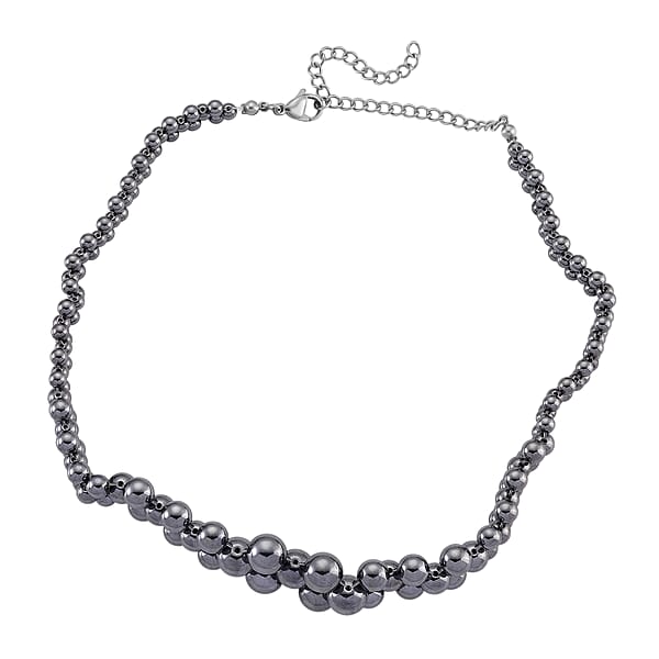 Shop Lc Terahertz 200.00 Ctw Beaded Bubble Choker Necklace In Stainless Steel 16-20 Inches