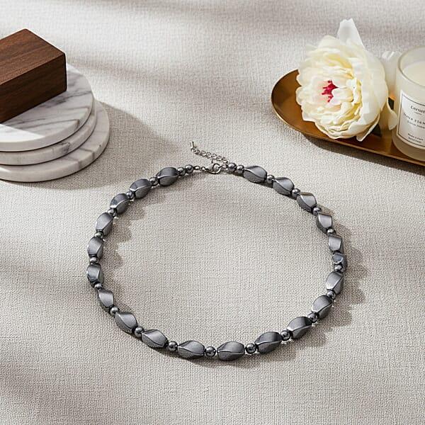 Shop Lc Terahertz 200.00 Ctw Beaded Necklace In Stainless Steel 18 Inches