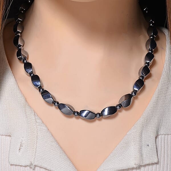 Shop Lc Terahertz 200.00 Ctw Beaded Necklace In Stainless Steel 18 Inches