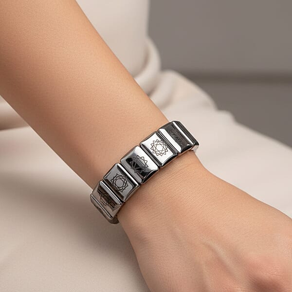 Shop Lc Terahertz 240.00 Ctw Block Seven Chakra Engraved Stretch Bracelet