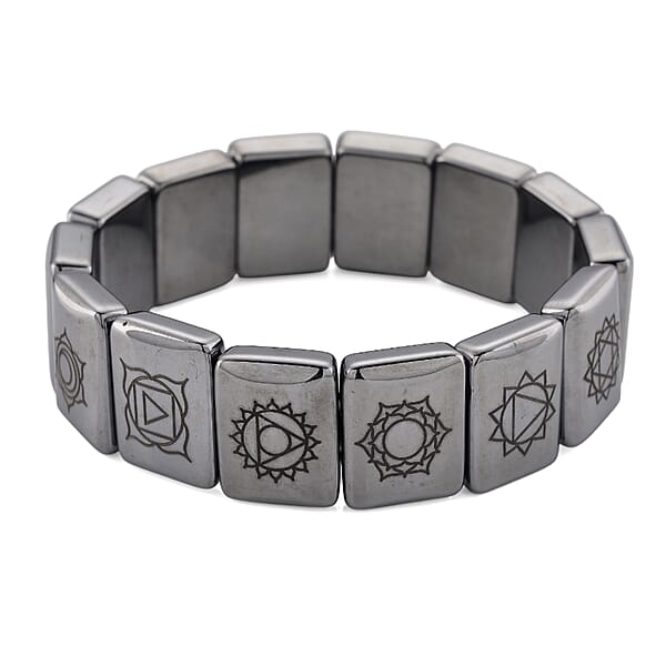 Shop Lc Terahertz 240.00 Ctw Block Seven Chakra Engraved Stretch Bracelet