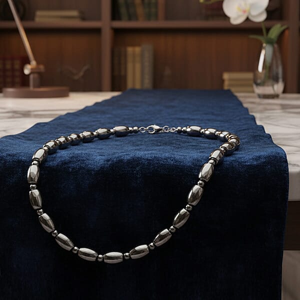 Shop Lc Terahertz 250.00 Ctw Barrel Beaded Necklace In Stainless Steel 18 Inches
