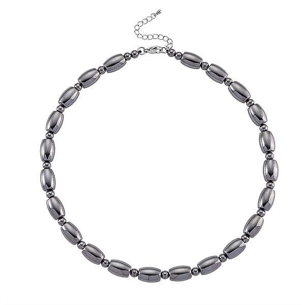 Shop Lc Terahertz 250.00 Ctw Barrel Beaded Necklace In Stainless Steel 18 Inches