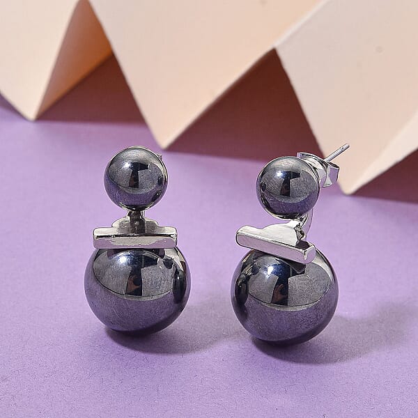 Shop Lc Terahertz 30.00 Ctw Beaded Drop Earrings In Silvertone And Stainless Steel