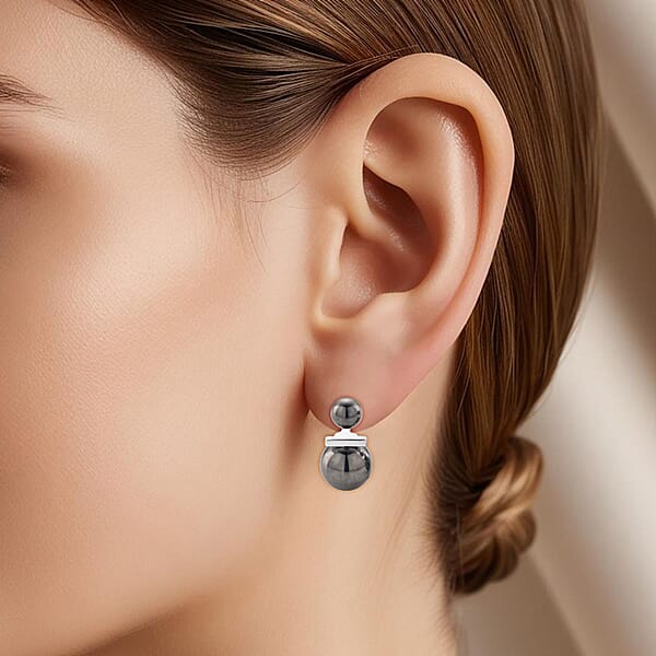 Shop Lc Terahertz 30.00 Ctw Beaded Drop Earrings In Silvertone And Stainless Steel