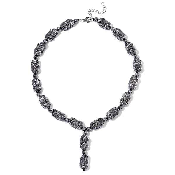 Shop Lc Terahertz 360.00 Ctw Pixiu Carved Necklace In Stainless Steel 18-20 Inches