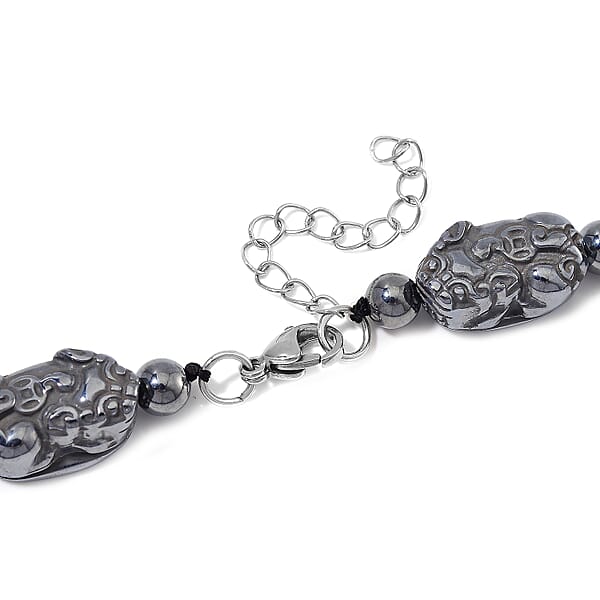 Shop Lc Terahertz 360.00 Ctw Pixiu Carved Necklace In Stainless Steel 18-20 Inches