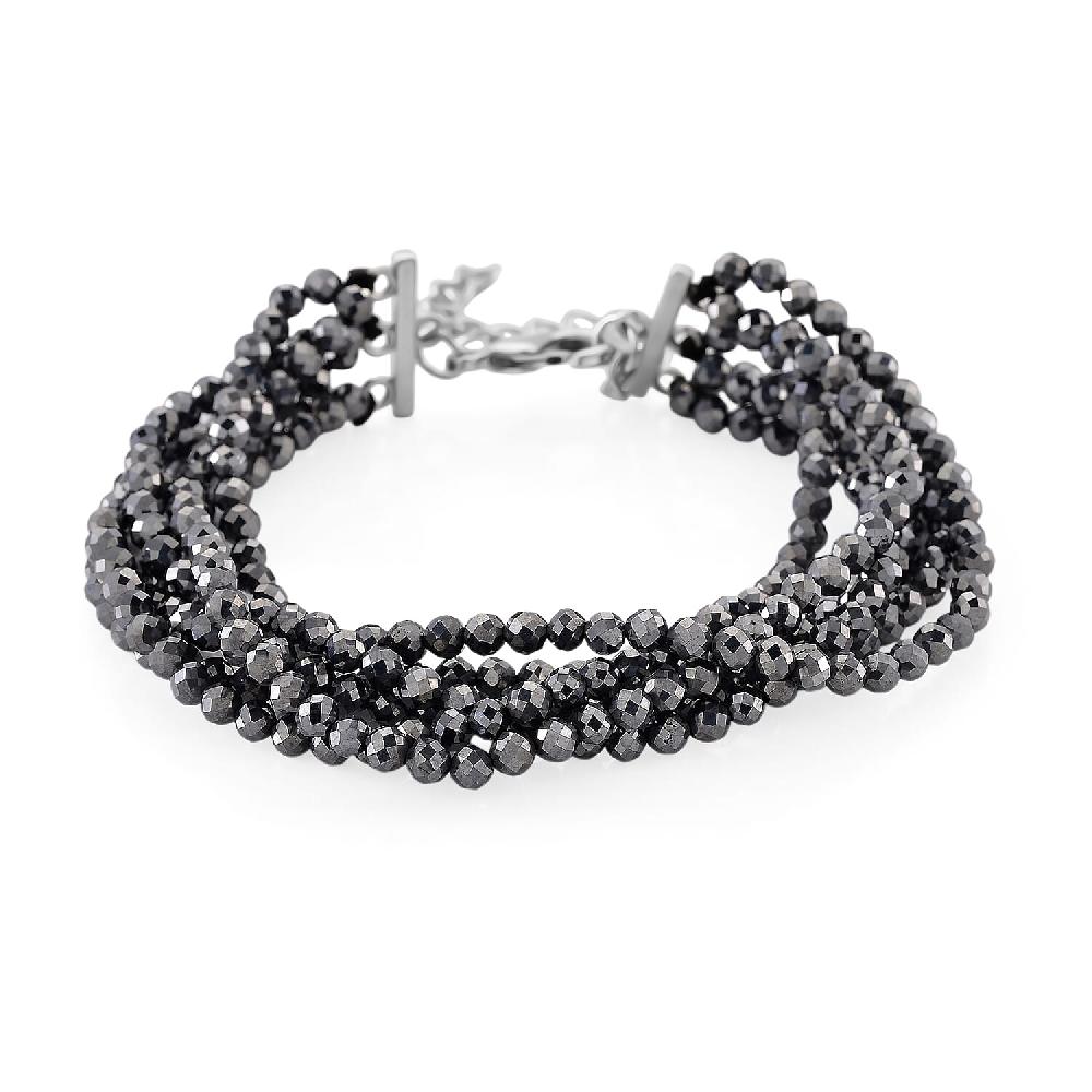 shop lc Terahertz 60.00 ctw Beaded Multi Row Bracelet in Silvertone and Stainless Steel (7-9In)