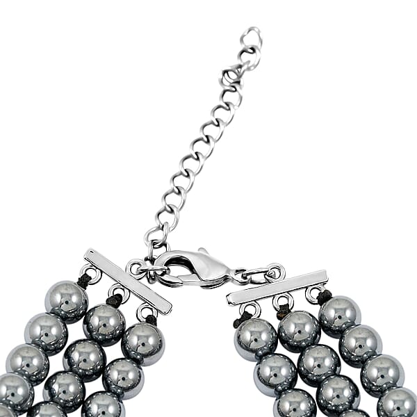 Shop Lc Terahertz 70.00 Ctw Green And White Austrian Crystal 3-Row Beaded Bracelet In Silvertone (6.5-7.5In)