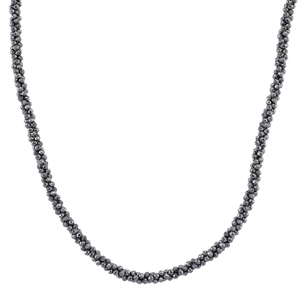 shop lc Terahertz 80.00 ctw Beaded 3 Row Twisted Necklace in Stainless Steel 18-20 Inches
