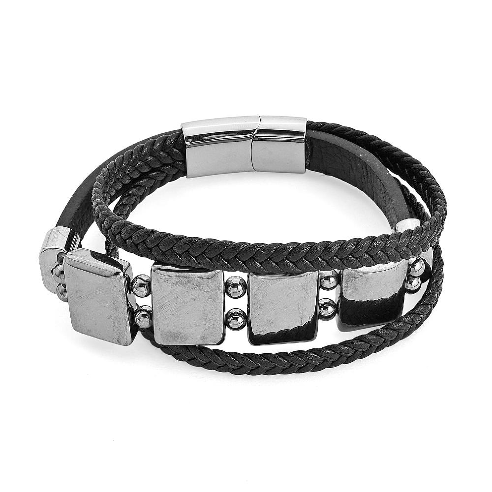 shop lc Terahertz 85.00 ctw Leather Bracelet with Stainless Steel Lock (7.50 In)