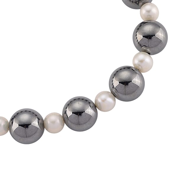 Shop Lc Terahertz 86.00 Ctw Beaded And Freshwater Pearl Stretch Bracelet