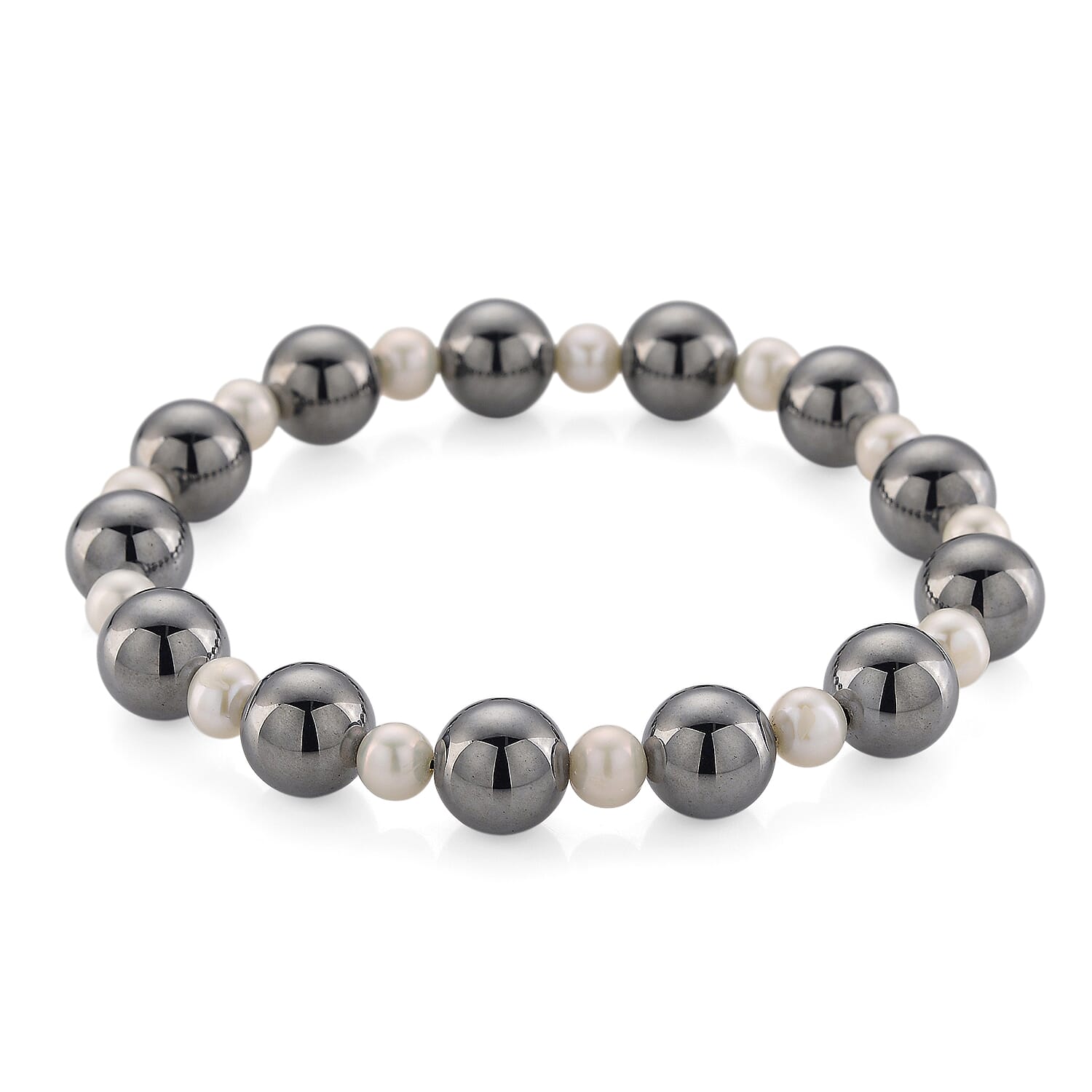 shop lc Terahertz 86.00 ctw Beaded and Freshwater Pearl Stretch Bracelet